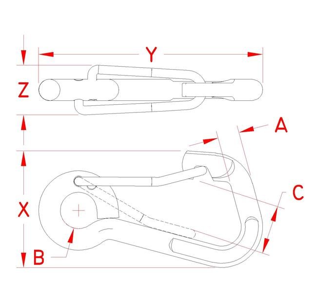 316 Stainless Steel Asymmetrical Wire Lever Harness Clip - Suncor - Image 2