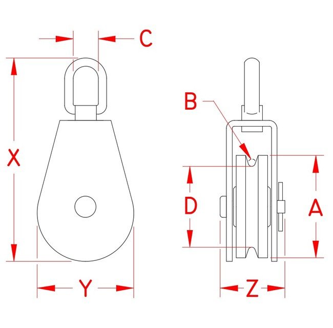 Stainless Steel Swivel Block with Wire Rope Sheave - Image 2