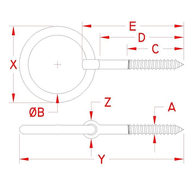 Suncor Lag Ring Bolt - Grade 304 Stainless Steel - Image 2