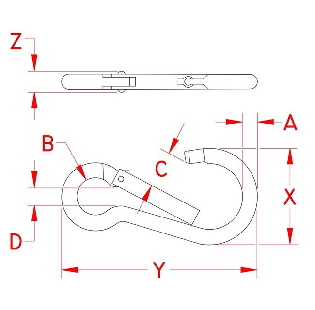 Key Lock Spring Clip - Stainless Steel 316, Marine Grade, 400 lb WLL - Image 2