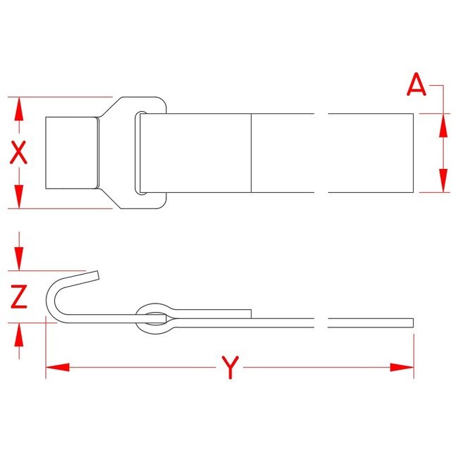 Grade 304 Stainless Steel and Nylon Webbing Assembly with Flat Hook - 1 Inch Width - Image 2