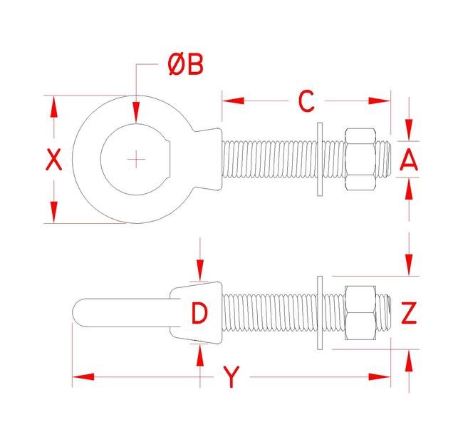 Heavy Duty Stainless Steel Eye Bolt Kit with Fully Threaded Rod - Image 2