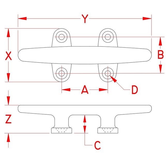 Suncor Trimline Cleat - Grade 316 Stainless Steel Marine Hardware - Image 2