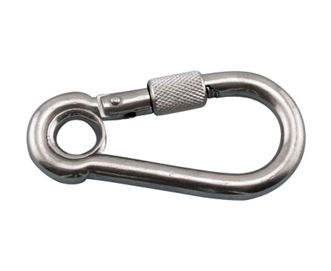 Grade 316 Stainless Steel Screw Lock Spring Clip with Eye - Image 1