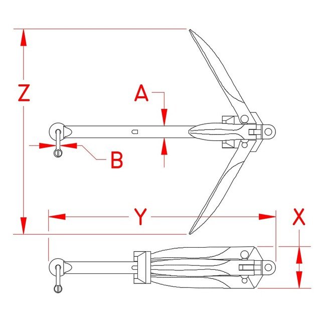Suncor Cast Iron Grapnel Folding Anchor - 5 lb - Image 2