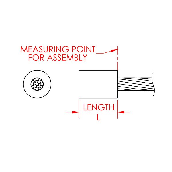 0.41 Inch (in) Fitting Length and 0.188 Inch (in) Maximum Mating Cable Diameter Commercial Aluminum Stop Sleeve - Image 2
