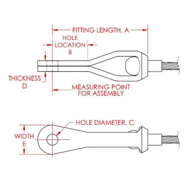 0.5 Inch (in) Width Military Speciation (MS) Stainless Steel Strap Eye - Image 2