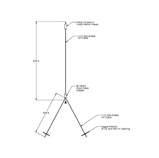 Griplock® 12 in Cross-Cable Industrial Kit with Ceiling Attachment - Image 1