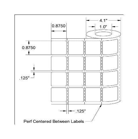 0.875 x 0.875 Inch Size and 4 Inch Roll Height Thermal Transfer Paper Label - Image 3