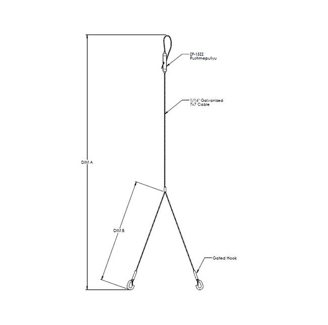 120in Y-Cable with Pushmepullyu Gripper & Gated Hook - Image 1