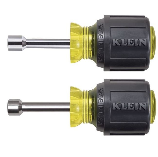 Klein® 2-Piece Magnetic Stubby Nut Driver Set, Cushion-Grip Handles, 1-1/2in Shafts - Image 1