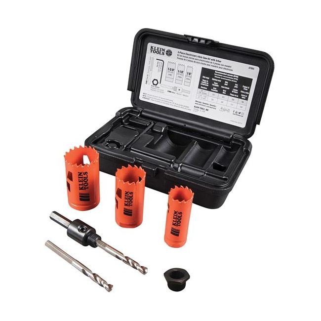 Klein® 3 Piece Electricians Hole Saw Kit with Arbor - Image 2