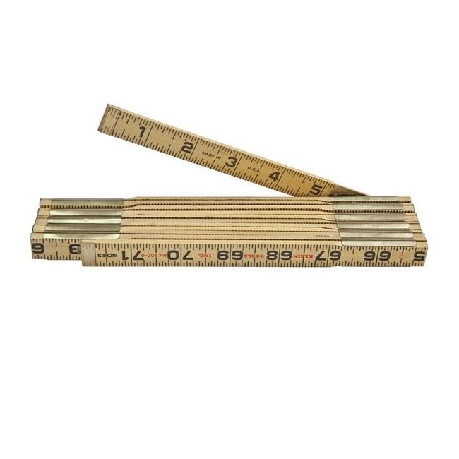 Klein Inside Reading Wood Folding Rule 6ft SAE Graduations - Image 1