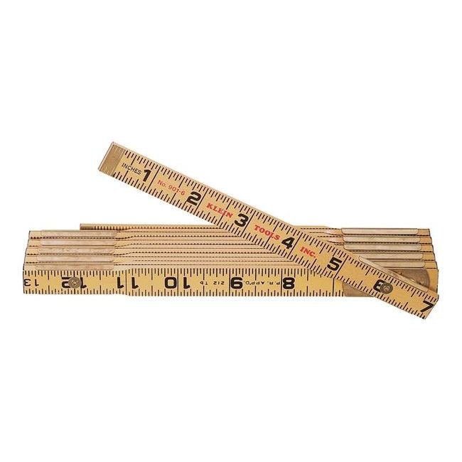 Klein® Tools 6' Wood Folding Rule - Outside Reading, Abrasion-Resistant Coating - Image 1