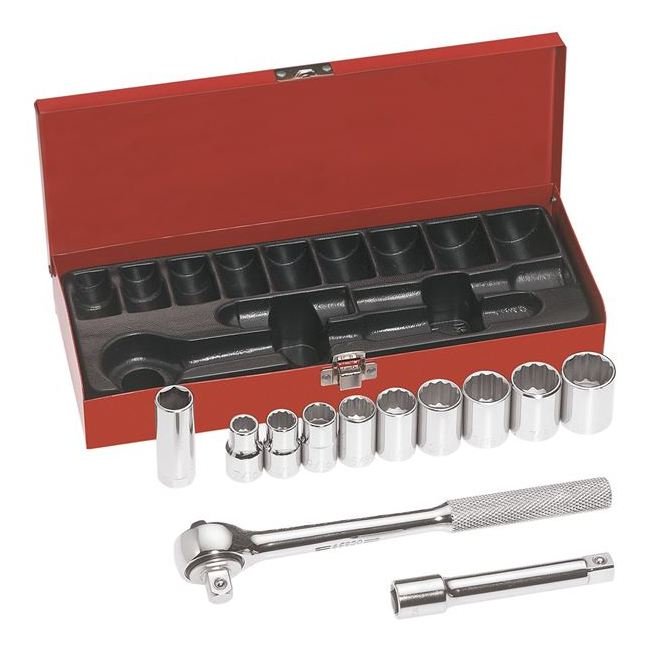 Klein® 1/2 in. Drive Imperial Socket Set with Spark Plug & Ratchet, 12-Piece - Image 1