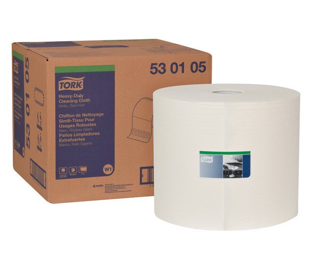 Tork W1 White Heavy-Duty Cleaning Cloth Roll - Industrial Grade Multipurpose Wiper - Image 1