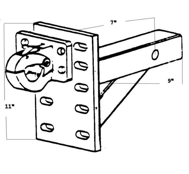 Heavy-Duty Adjustable Pintle Hook Adapter for 2-Inch Tow Bars - Image 2