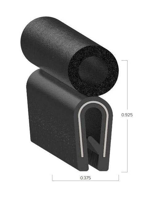 Uni-Grip 0.375" x 0.925" Trim Seal with Sponge Rubber Bulb - Image 2