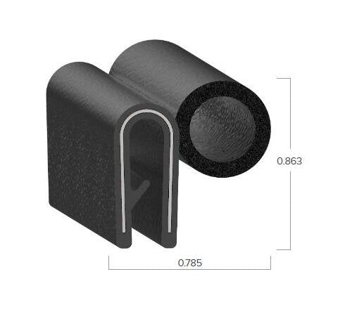 Uni-Grip PVC/Rubber Trim Seal - 0.785" Width x 0.863" Height - Image 2