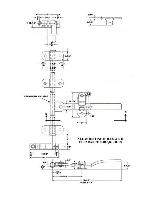 Universal Cam Two-Point Door Lock with Adjustable Handle and Narrow Keepers - Image 1
