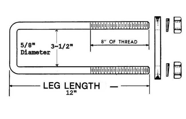 Heavy-Duty 12-Inch U-Bolts Kit for Trailers - Truck Hardware - Image 2