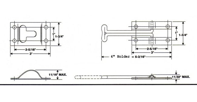 Stainless Steel Door Holder with 4" Hook - Image 2