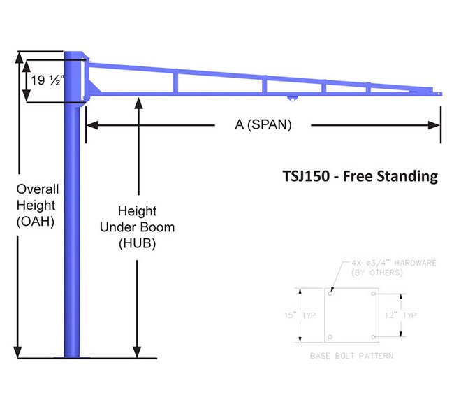 Gorbel TSJ150 150 lb Capacity Free Standing Jib Crane - Image 2
