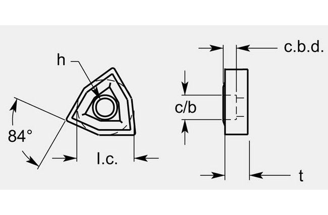 Trigon Negative Chipbreaker with Hole and Counterbore, Thickness 0.130-0.134 in - Image 1