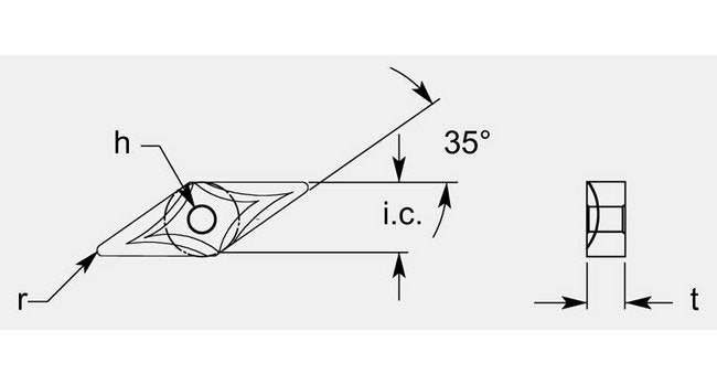 Diamond Negative GP1 Chipbreaker with Hole, 0.194 / 0.200 in - Image 1