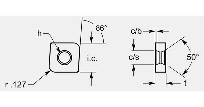 Diamond Negative Turning Blank with Hole and Countersink, 0.207 / 0.215 in Thickness - Image 1