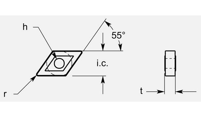 Diamond Negative R1 Chipbreaker with Hole - 0.196 / 0.202 in Thickness - Image 1