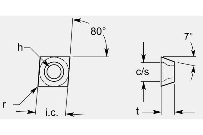 ISO Style Diamond Positive Turning Blank, 0.166/0.174 in - Image 1