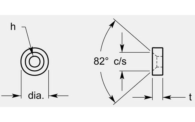 Round Negative Hole & Countersink 0.389/0.395 in - Image 1