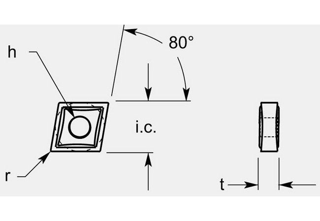 Diamond Negative Chipbreaker with Hole, 0.197/0.203 in Thickness - Image 1