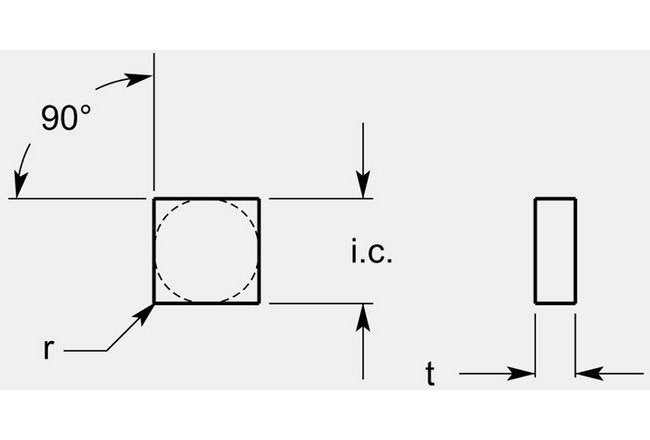 Square Negative Turning Blanks, Thickness 0.198 / 0.206 in - Image 1