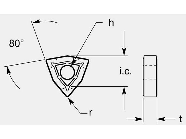 Utility Trigon Negative GP6 Chipbreaker with Hole, 0.252 / 0.257 in Thickness - Image 1