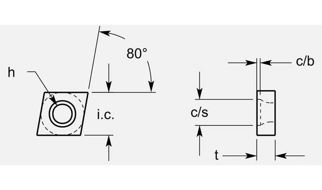 ISO Style Diamond Negative Turning Blank, 0.198 / 0.206 in - Image 1