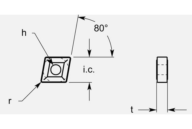 Diamond Negative R1 Chipbreaker with Hole, 0.254/0.260 in Thickness - Image 1