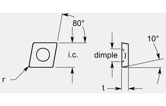 Premium Diamond Positive Turning Blanks with Dimple, 0.135 / 0.143 in - Image 1