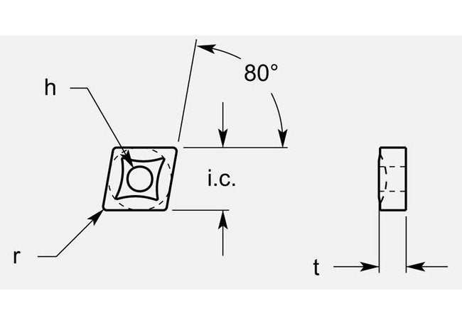 Diamond Negative R5 Chipbreaker with Hole - 0.194/0.200 in - Image 1