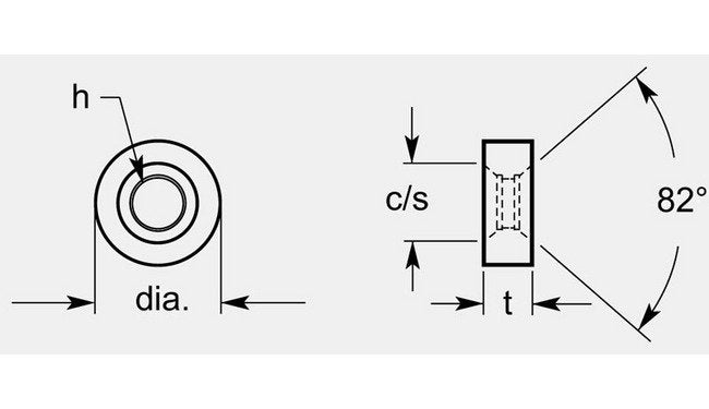 Round Negative Turning Blank with Double Countersink and Hole, C/S 0.326 / 0.332 in - Image 1