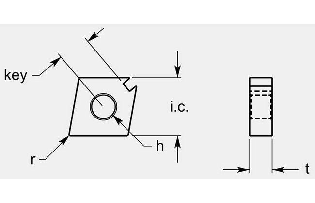 80º Diamond Negative Indexable Turning Blank, 0.195/0.205 in - Image 1