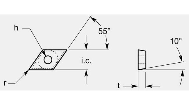 Tungsten Carbide Diamond Positive Turning Blank with Hole - Image 1