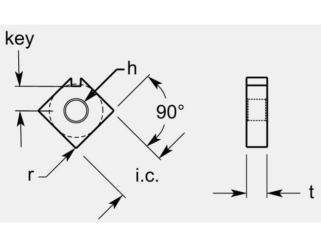 Square Negative Indexable Turning Blanks, Thickness 0.512 / 0.522 in - Image 1