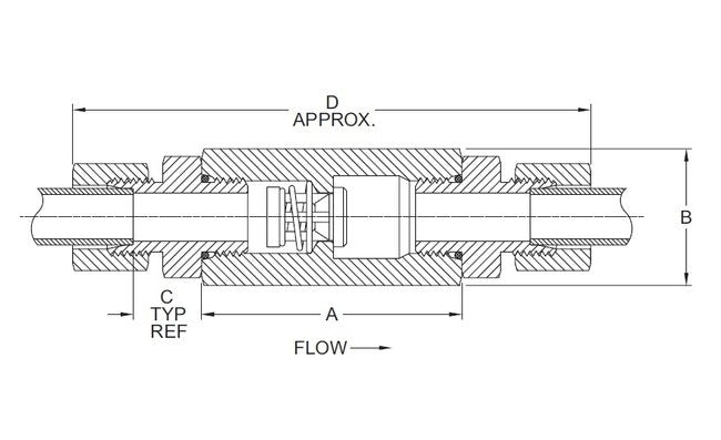 TV Style Tubing Check Valve - 1/8" Line Size, 0.500 PSI Cracking Pressure - Image 2