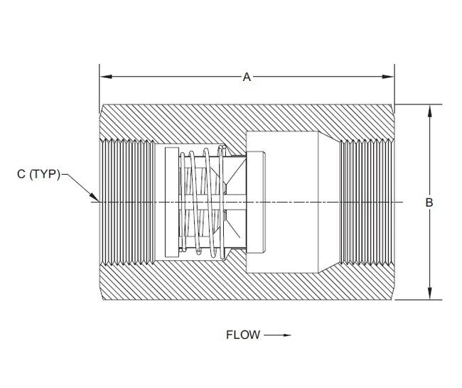 Low-Pressure Check Valve - 3/8 in NPT, 0.125 PSI Cracking Pressure, UR Style - Image 2