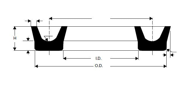 NBR U-Cup Seal - 1/4" H, 1-3/16" ID, 1-11/16" OD - Image 2