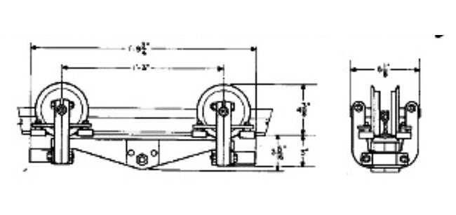 US Monorail 2000 lb Capacity Four Wheel Trolley with Side Roller - Image 2