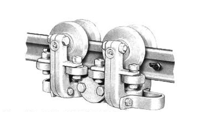 US Monorail 2000 lb Capacity Four Wheel Trolley with Side Rollers - Image 1