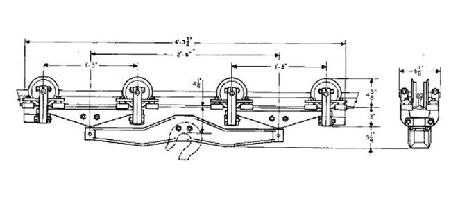 US Monorail 4000 lb Capacity Eight Wheel Trolley with Side Rollers - Image 2